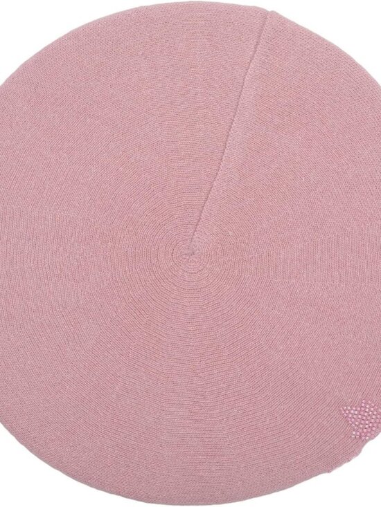 Women\'s French Beret Hat Reversible Knitted Thickened Warm Cap Flower Pink
